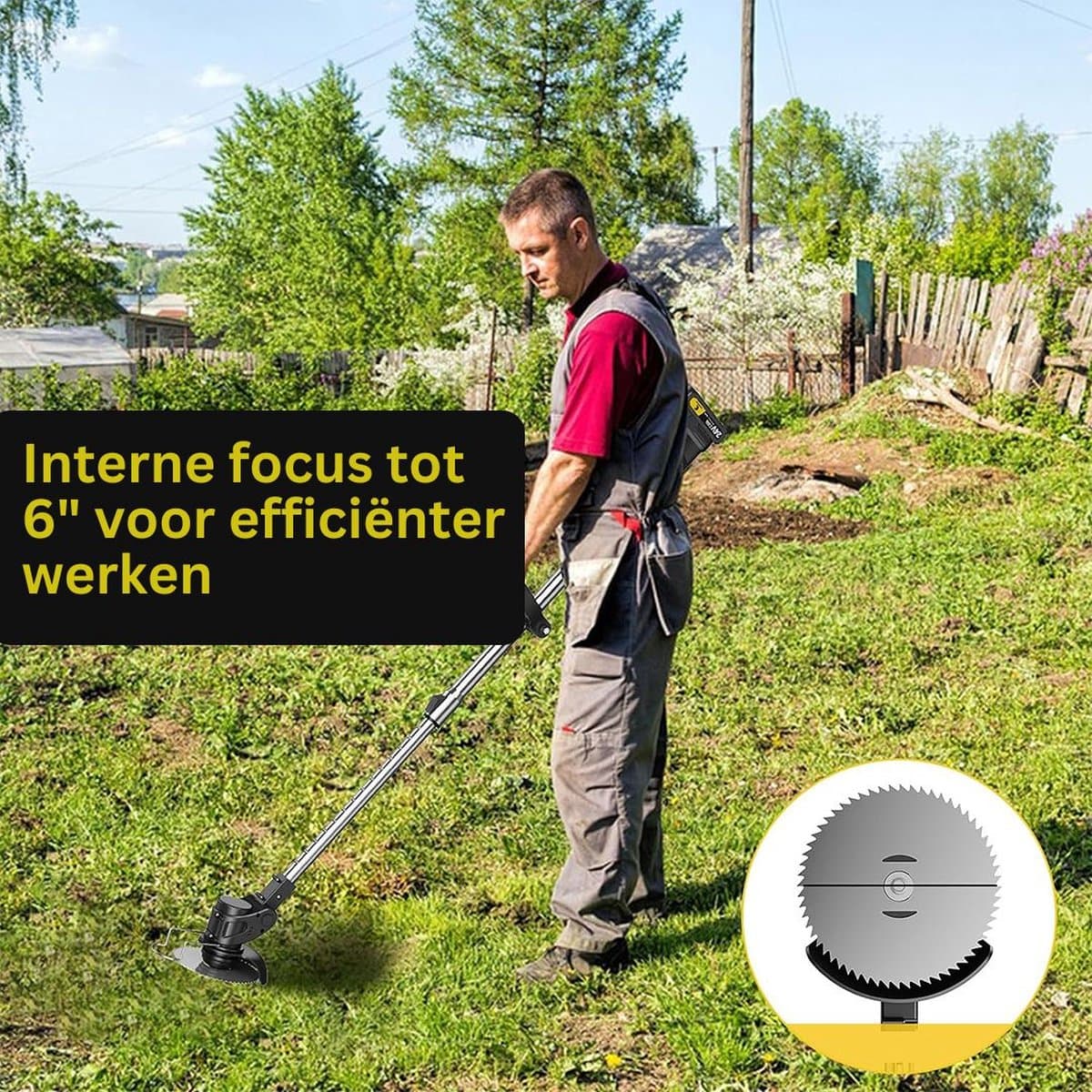 MKSS® Zweefmaaier - Bosmaaier Electrisch - Grastrimmer met Accu - Grasmaaier - Handmaaier met Wielen - Zwart thumbnail 5