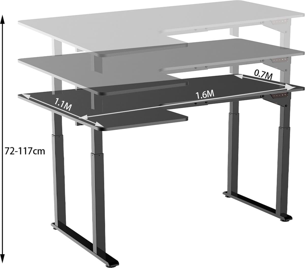 Bureau Bureau elektrisch hoekbureau - L-vorm, hoogteverstelling 75-119cm thumbnail 2