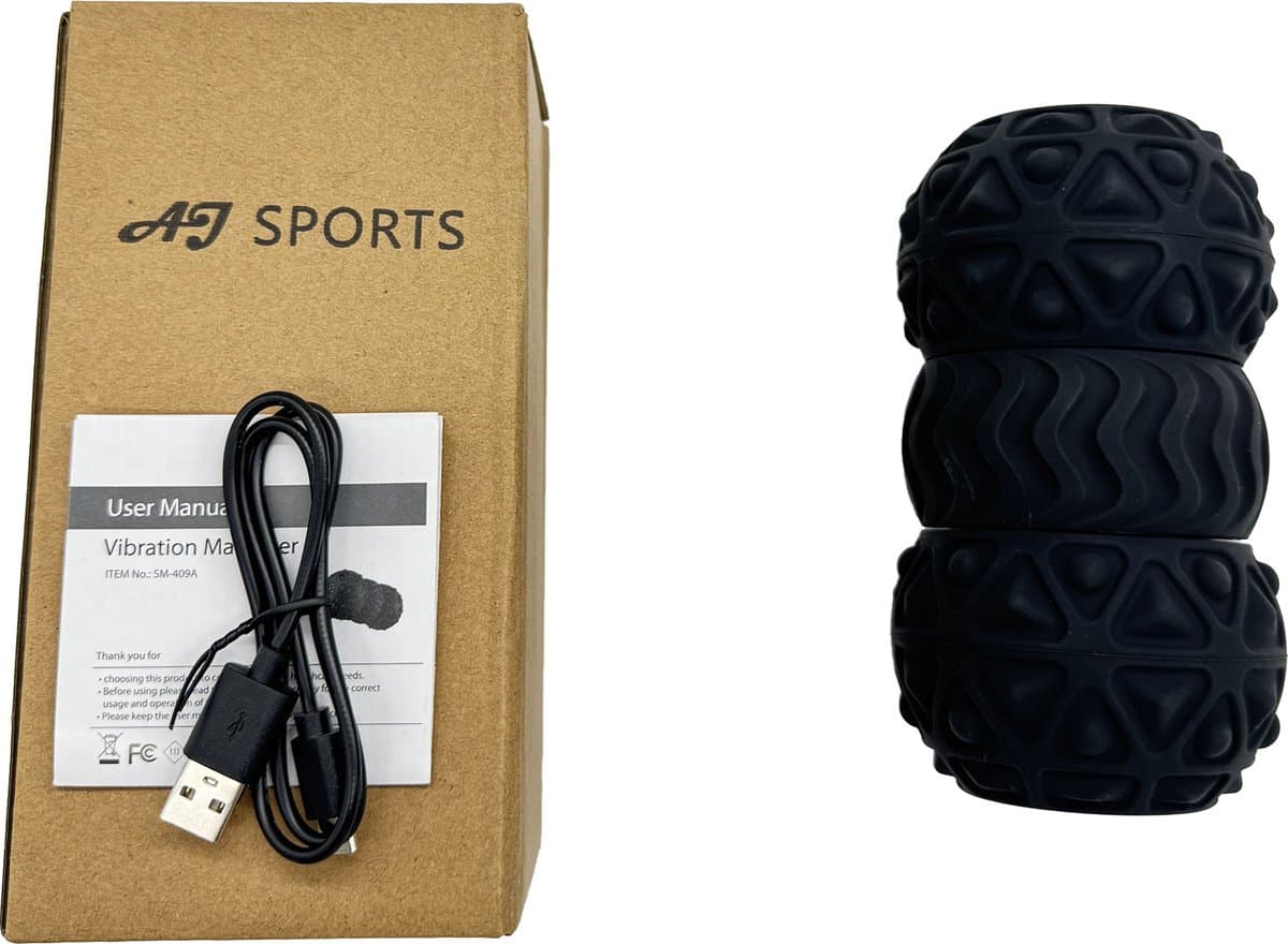 AJ-Sports Vibrerende Foam roller - Elektrische Massage roller - Grid Trigger point - Fitness roller - Foamroller - Foamrollers - Foam - Fitness - Yoga - Zwart thumbnail 2