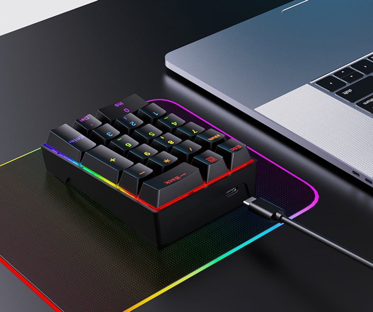 20-toetsen bedraad mechanisch numeriek toetsenbord voor laptops, draagbaar (zwart) thumbnail 3