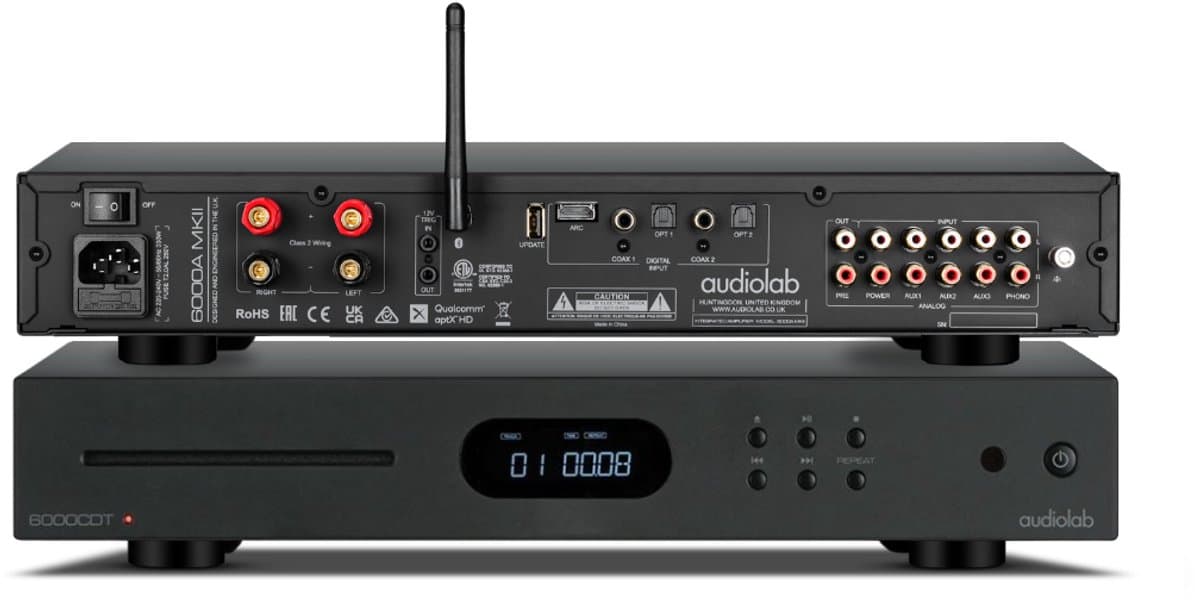 Audiolab 6000A MkII met 6000CDT Hifi Stereo Set – Versterker Audio – CD-transport – 2x 75 W – met DAC – Voor CD, TV (HDMI ARC) & Streaming – Zwart thumbnail 2