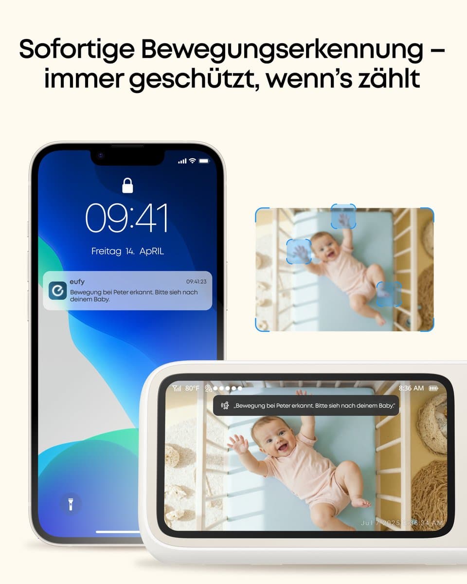 eufy Babyfoon C10: 2K HD, 4.5" scherm, pan & tilt thumbnail 5