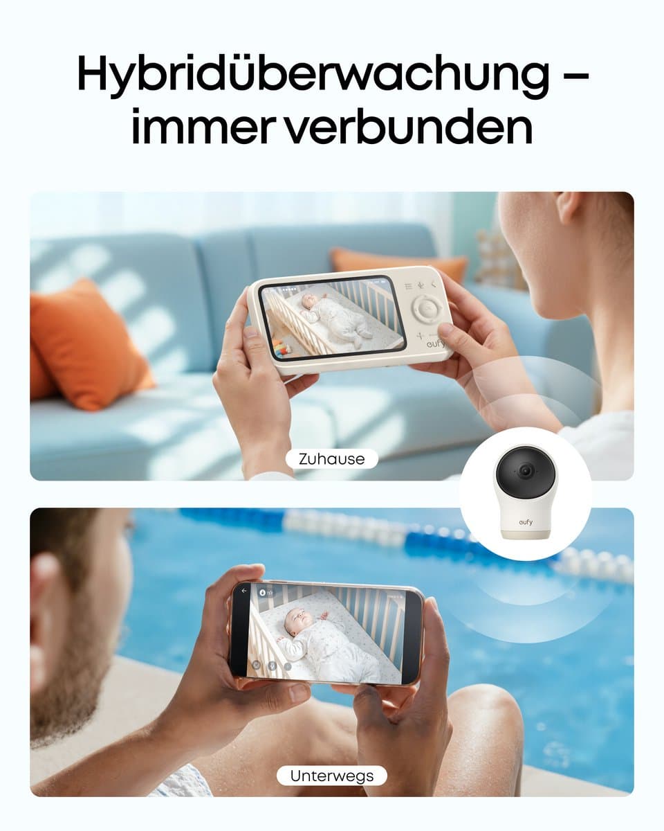 eufy Babyfoon C10: 2K HD, 4.5" scherm, pan & tilt thumbnail 8