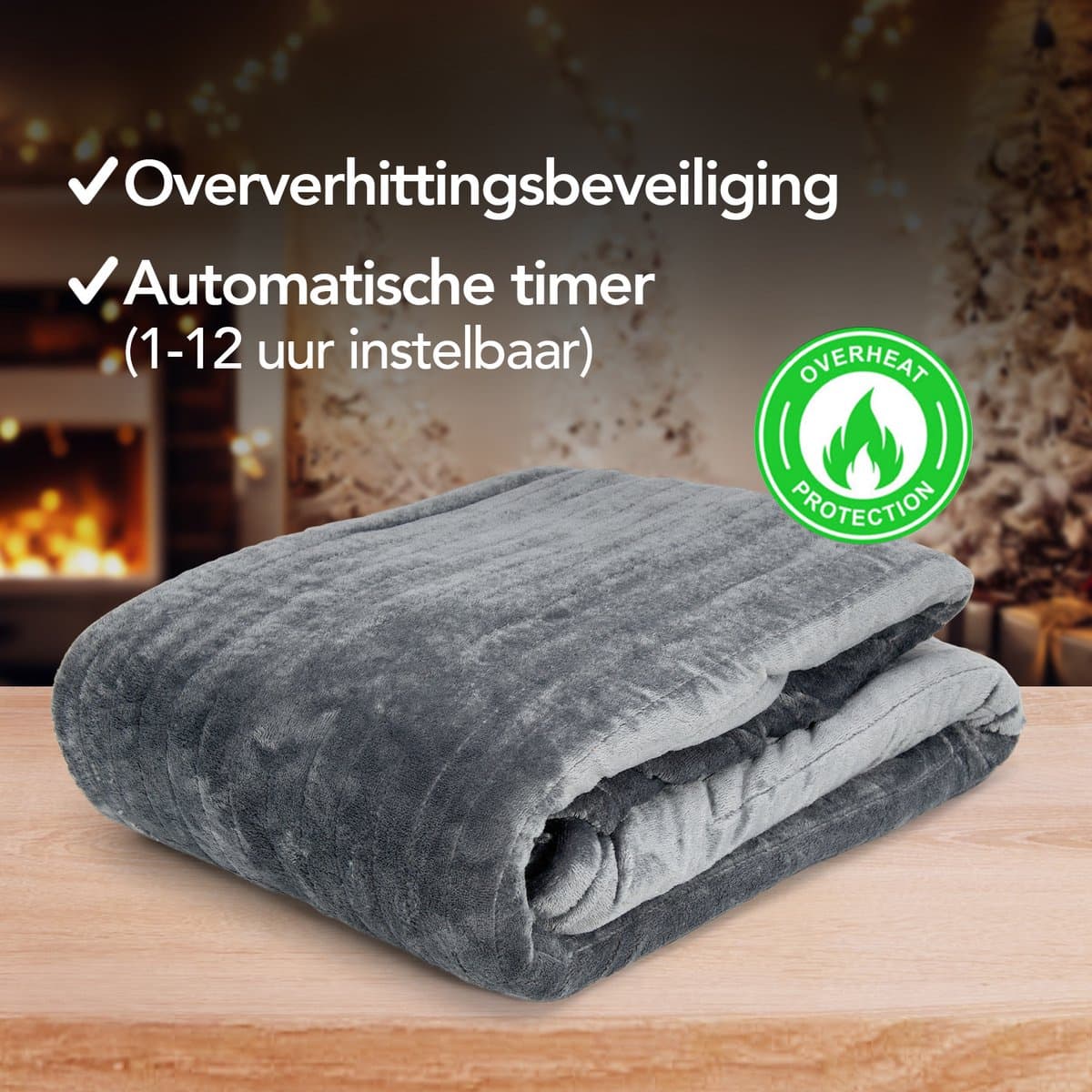 Brixy Elektrische Deken - Warmtedeken - 1 Persoons - 160 x 130 cm - Met Timer - Bovendeken - Fleece - Antraciet thumbnail 3