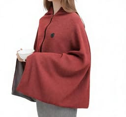 Productfoto van Dames Verwarmde Schoudermantel - verwarmde deken - 150x80cm - 3 Standen - Warmtedeken - USB-oplaadbaar - Cape-Warmtedeken Oplaadbaar - voor kantoor, bank, reizen en kamperen, snelle warmteafvoer - rood