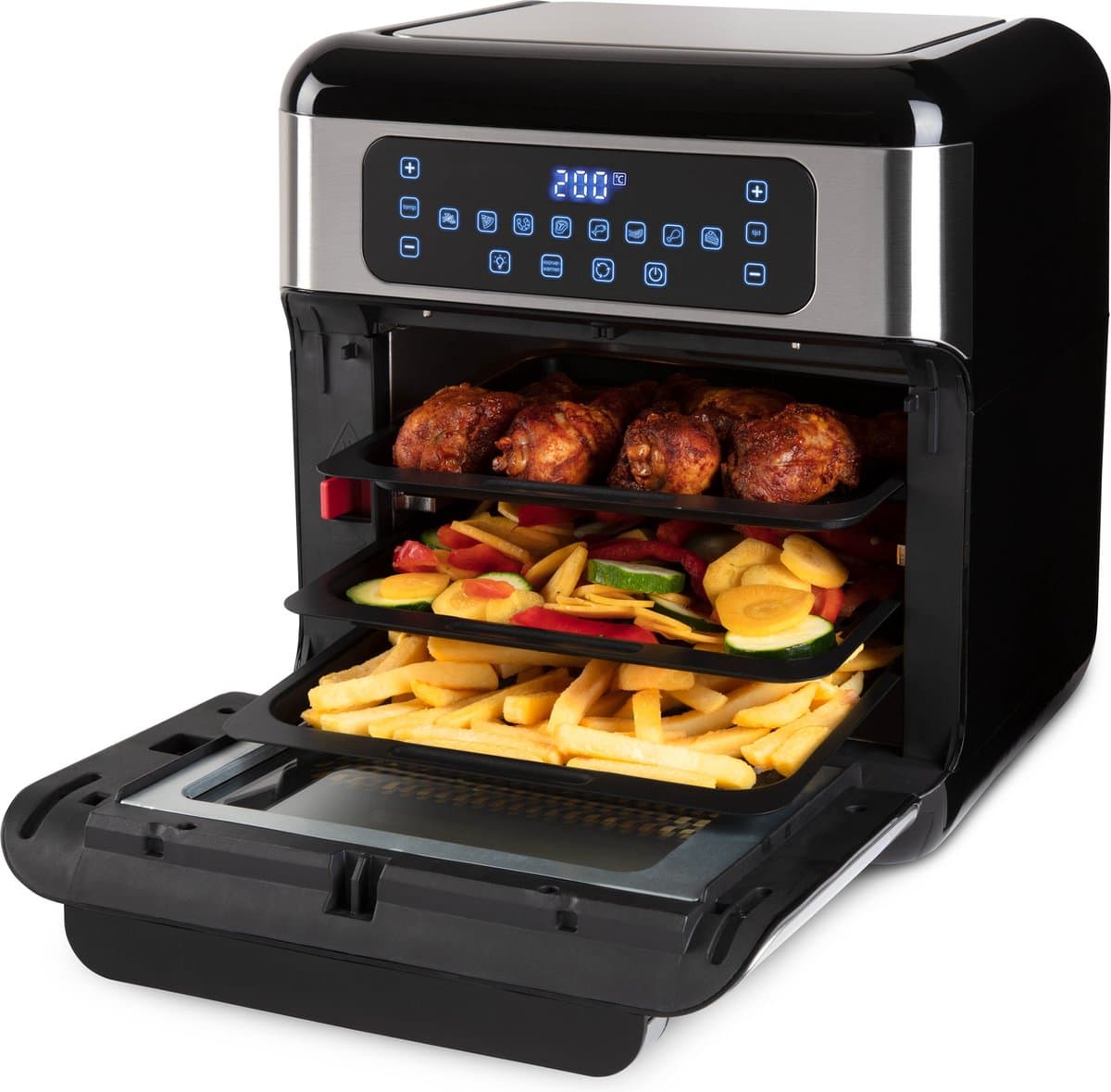 Inventum GF1200HLD Airfryer Oven XXL - 12L - 8 programma's - 80-200 °C - Tot 6 personen - Zwart/RVS - WK thumbnail 4