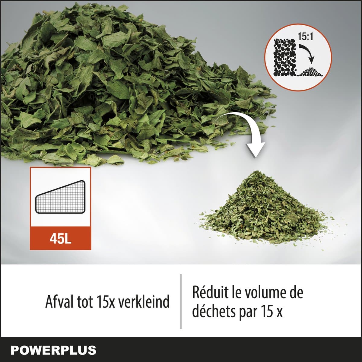 Dual Power Accu-bladblazer POWDPG75270 - Bladblazer op batterij van 40 V, 3-in-1: versnipperen, blazen en zuigen, maximale luchtsnelheid van 210 km/h, met 45 L opvangzak, zonder accu en lader thumbnail 8