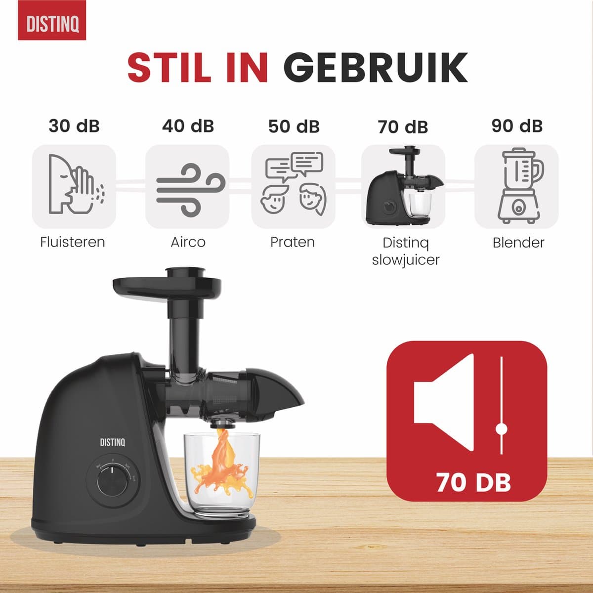 DistinQ® Slowjuicer met Pulpcontainer – 2 standen Soft en Hard - Zwart - 700ml Sapbeker en 1400ml pulpreservoir thumbnail 6
