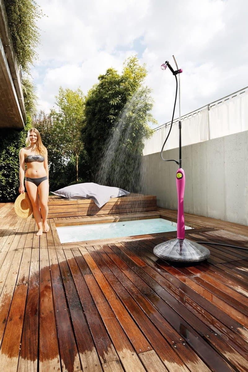 Zonnedouche Sunny Premium - Tuindouche, zwembad, voor buiten, ook ideaal voor vakantie en camping - Mengkraan voor warm en koud water - Buitendouche - Solar douche - Tuindouche op zonne-energie - Maximaal 60°C warm water - Roze thumbnail 6