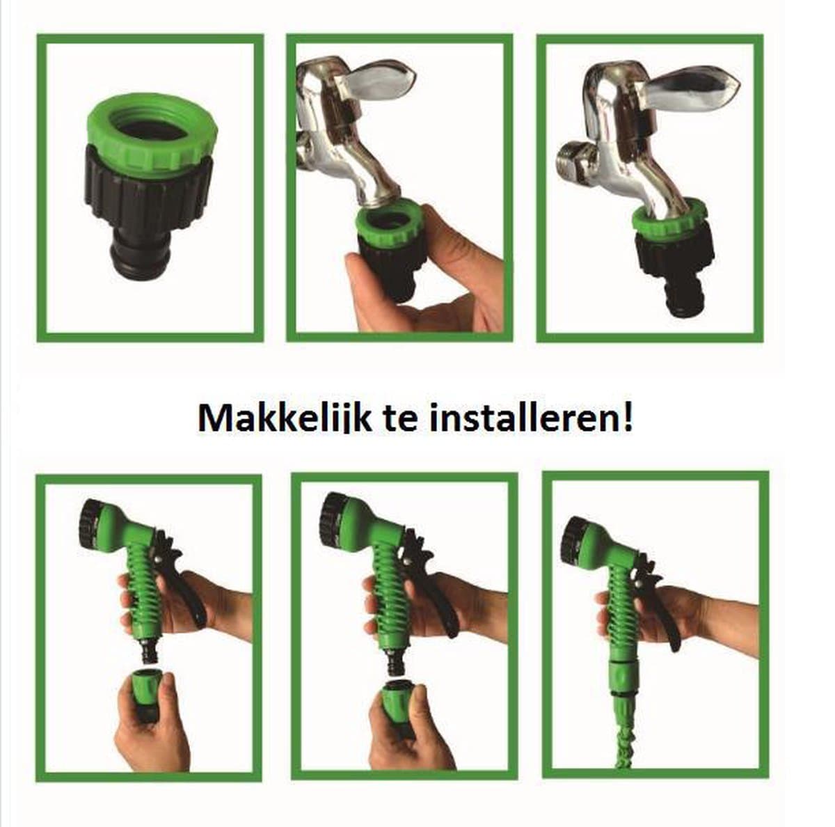 Flexibele Tuinslang – 15 Meter – Uitrekbaar – 7 Sproei Functies - Magische Tuinslag – Elastisch - Lichtgewicht – Uitzetbaar - Tuin Bewatering - Groen – Water Hose thumbnail 4