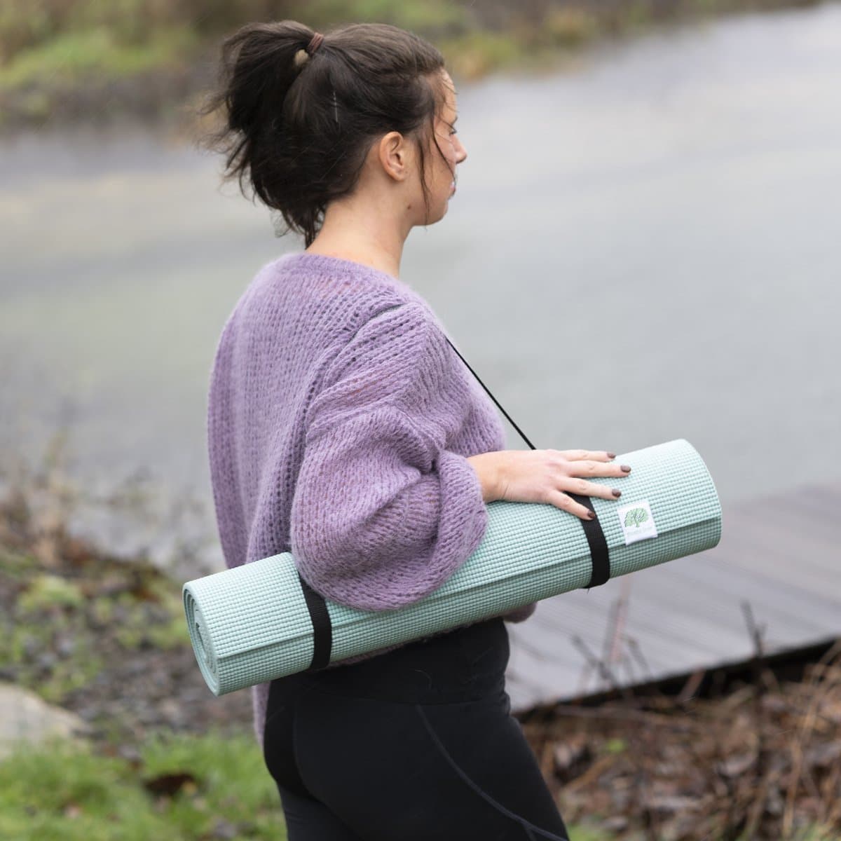 Bodhi Tree Yogamat 6 mm (183 × 61 cm) - Extra dik & antislip - Inclusief draagriem - Mint Groen thumbnail 3