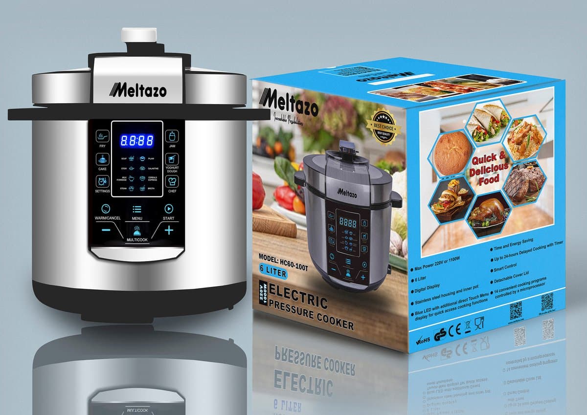 MELTAZO Multicooker, 6L, 14-in-1 Elektrische Snelkookpan met LED Touch Screen, Pressure Cooker Electrisch, Electric Pressure Cooker, Multicuiseur, Multi cooker, Rijstkoker, Yoghurtmaker, Slowcooker, Soepmaker, Stomer (RVS/Zwart) thumbnail 8