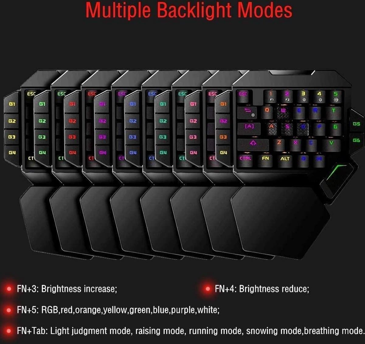 Elementkey MECHA1 - Mechanisch Toetsenbord - Draagbaar Gaming - Bedrade Keyboard met één hand - RGB-achtergrondverlichting - 35 toetsen – Zwart thumbnail 4