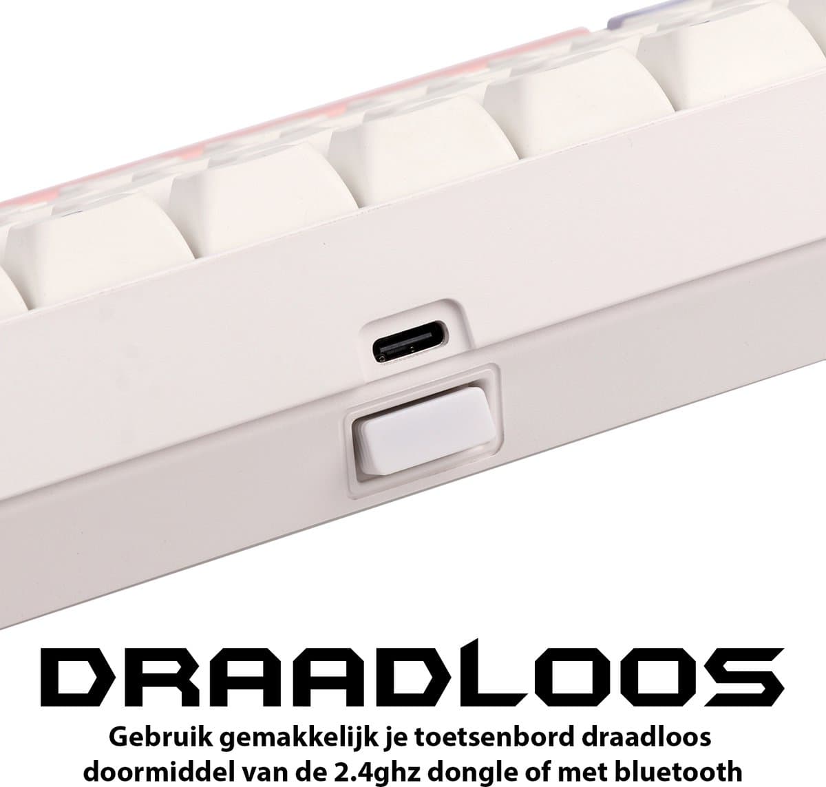 EPOMAKER EP64 - Wit - Mechanisch Draadloos Toetsenbord - RGB - 60% - QWERTY - Gaming Keyboard - Epomaker Mulan Switch thumbnail 4