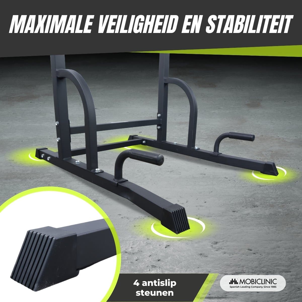 Mobiclinic MultiFit - Pull up station - Power Tower - Krachtstation - Dip station - Pull Up Bars - Fitness station - Verstelbare rugleuning - Stevig - Staal - Zwart thumbnail 5