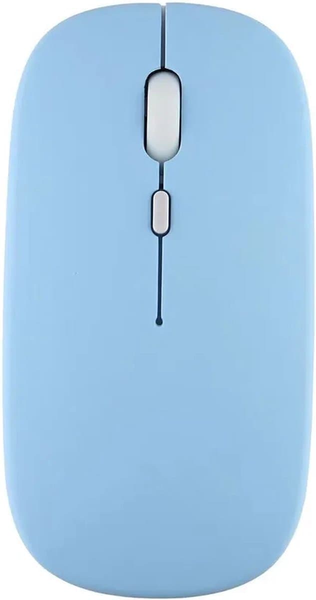 Draadloze oplaadbare geluidloze klik ergonomische bluetooth soft-touch muis (blue) thumbnail 2