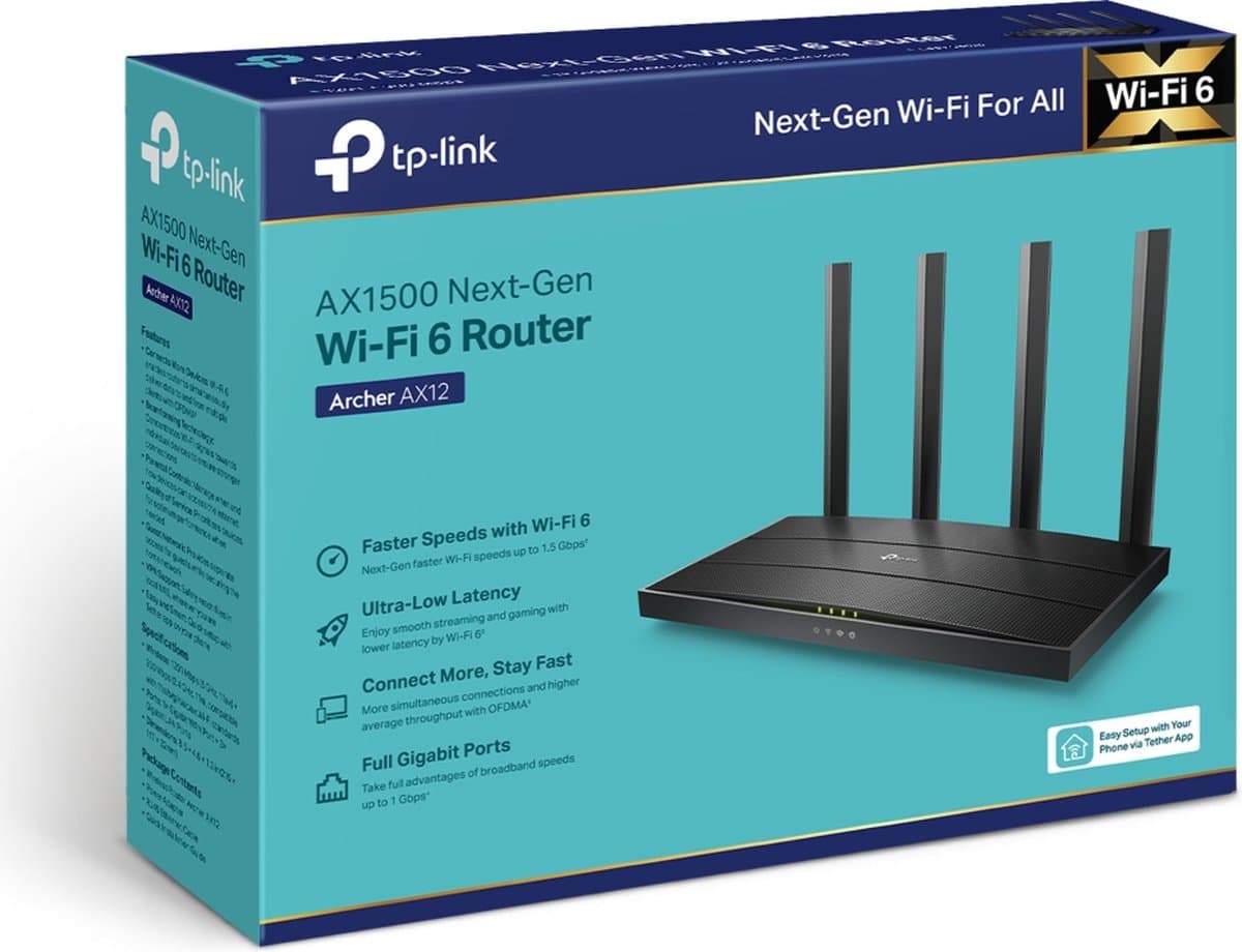 TP-Link Archer AX12: Wi-Fi 6 dual-band router voor 1500 Mbps thumbnail 6
