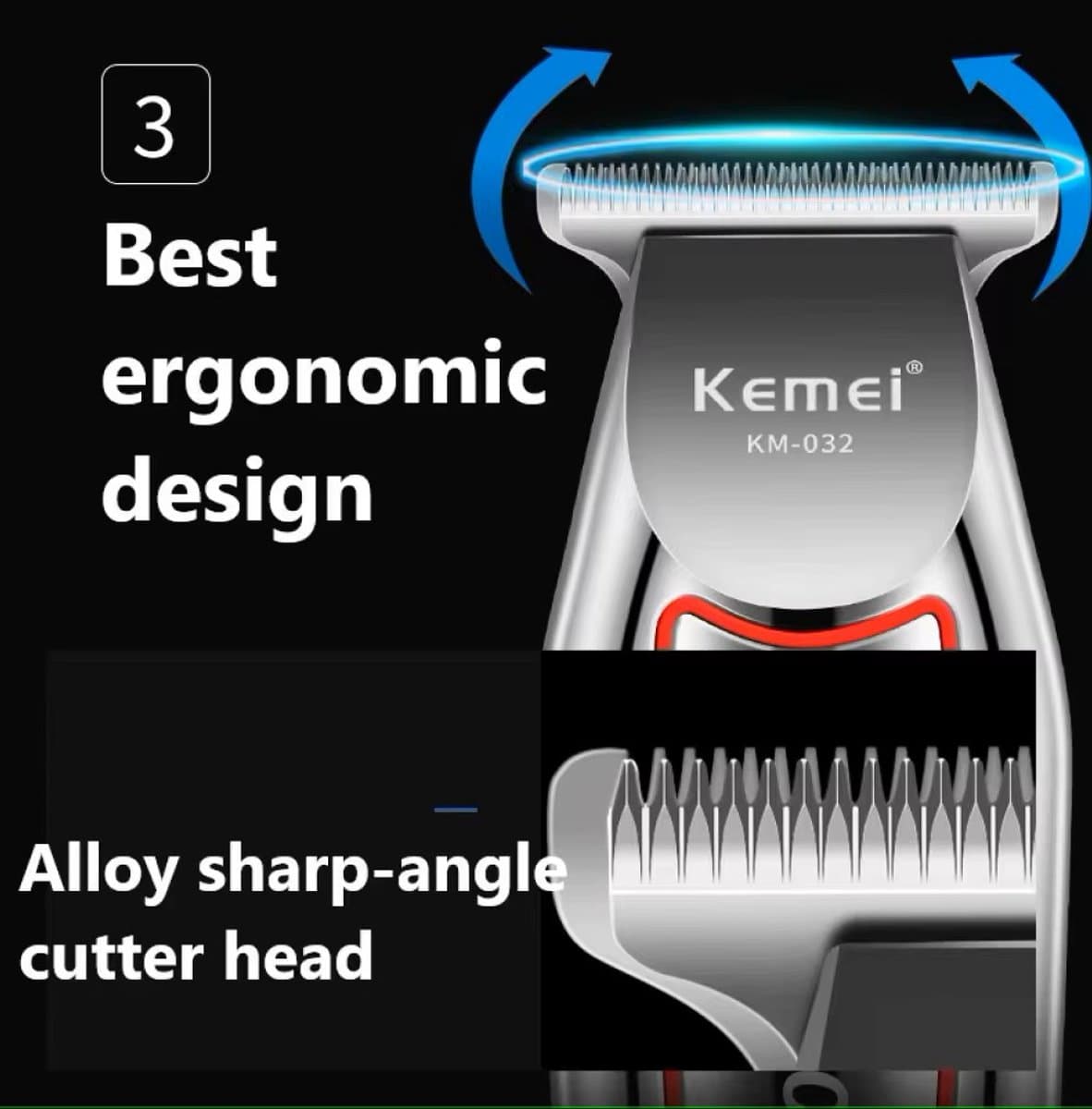 KEMEI KM-032 | Professionele Draadloze Tondeuse - Tondeuse Mannen Hoofdhaar - Cheveux Haar - Haartrimmer - Kapper Haar Machine - Haartondeuse - Trimmer Baard - Trimapparaat - Barber Hair Clipper - Kapper Trimmer - Kappersset thumbnail 6
