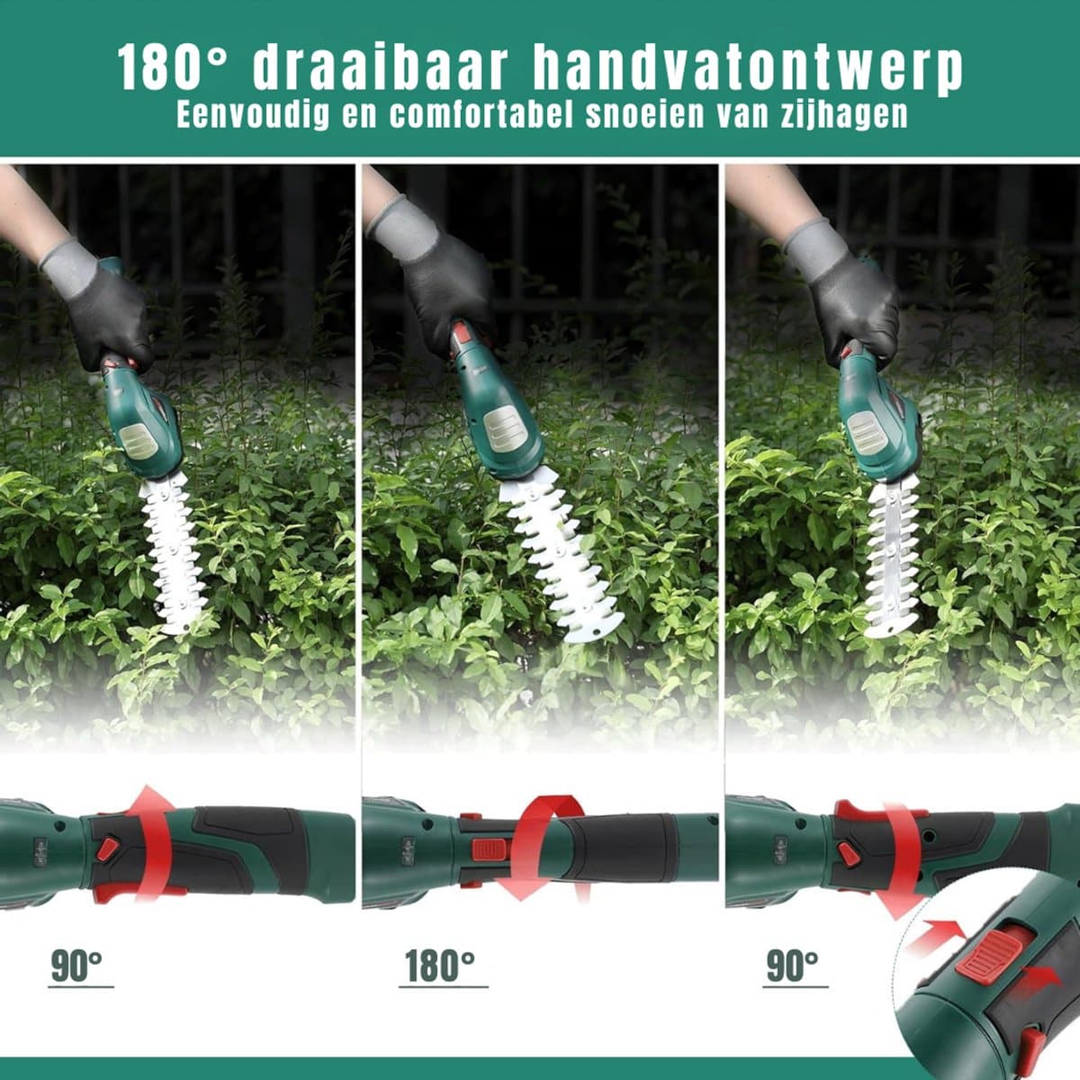 Zylo® Grasschaar - Grasschaar met Accu - Grasschaar met Steel - ‎24 x 6.5 x 10.5 cm - Groen thumbnail 5