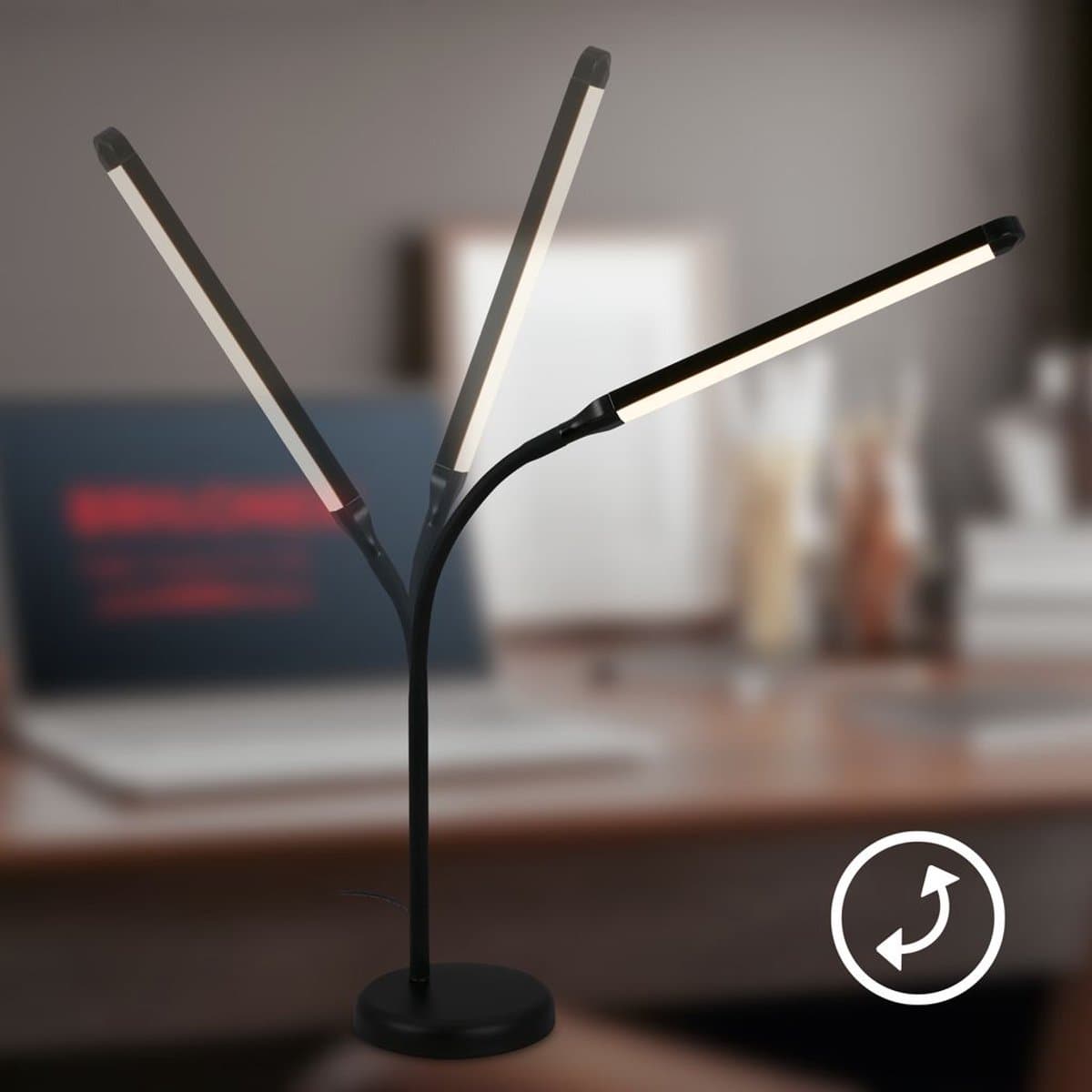 BRILONER Mura – LED Bureaulamp – tafellamp met touchbediening – dimbaar – warm wit licht – geheugenfunctie – zwart – 36.6x13x45.4 cm thumbnail 3
