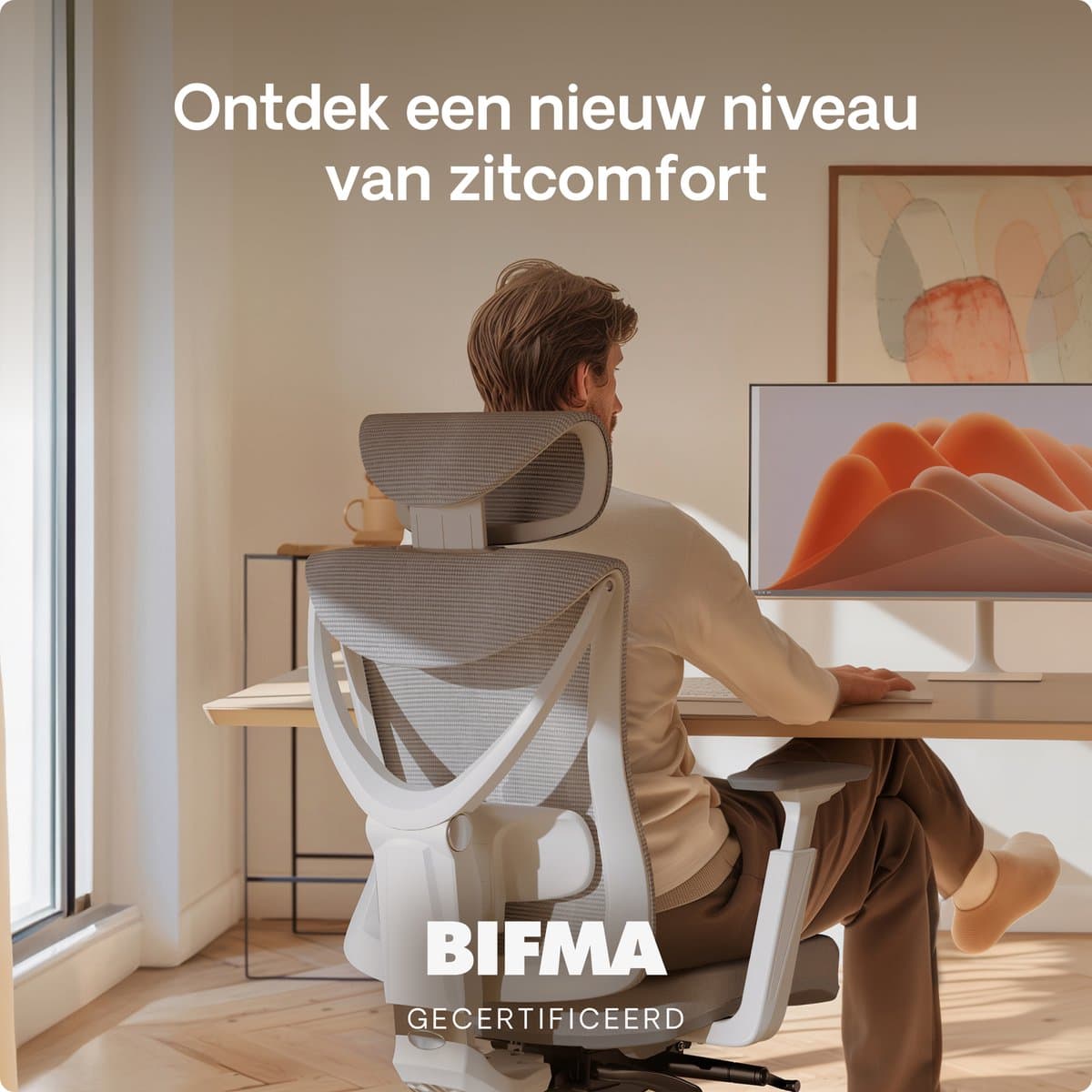 Desktronic SitPro Ergonomische Bureaustoel - Bureaustoelen voor volwassenen - Bureau stoel voor kantoor, gaming - 5D lendensteunsysteem - Armleuningen 4D - Rugleuning 90° tot 135° - heeft BIFMA en .IGR ergonomiecertificering - Grijs thumbnail 8