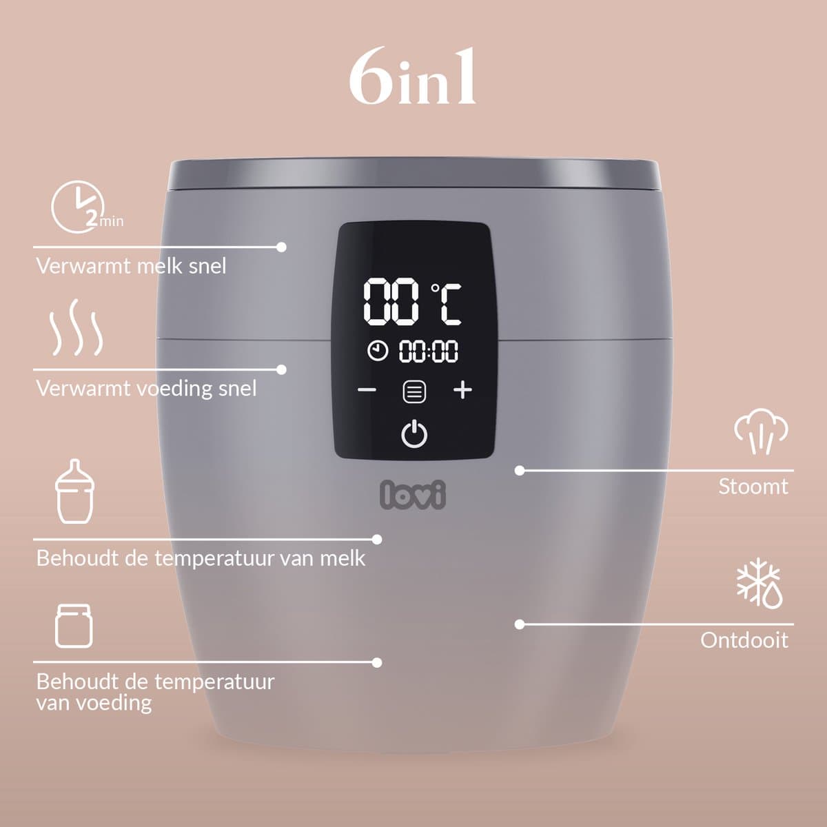 Difrax LOVI Flessenwarmer - 6 in 1 Functies - Universeel bruikbaar thumbnail 5