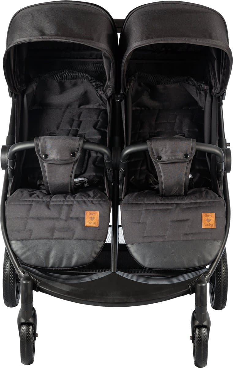 Born Lucky Ranger Duo Buggy Kinderwagen Tweeling Buggy Inklapbaar Lichtgewicht Dubbele Buggy Met Verstelbare Rugleuning en Zwenkwielen – Zwart thumbnail 2