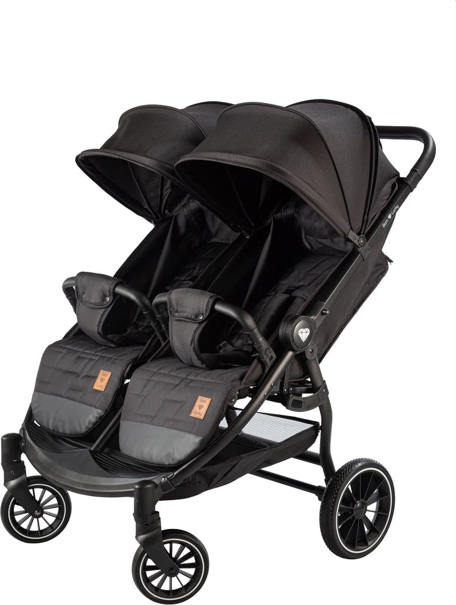 Born Lucky Ranger Duo Buggy Kinderwagen Tweeling Buggy Inklapbaar Lichtgewicht Dubbele Buggy Met Verstelbare Rugleuning en Zwenkwielen – Zwart thumbnail 8