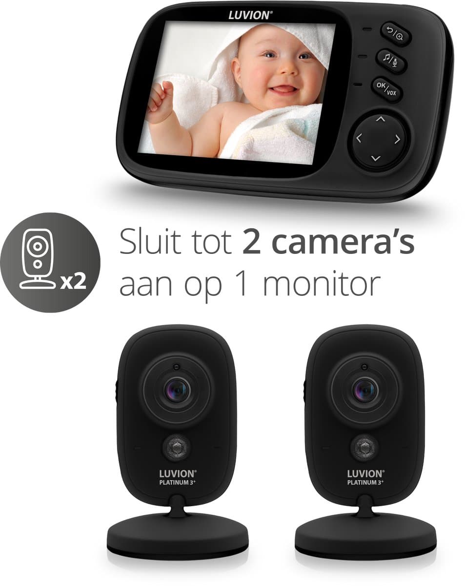 LUVION® Platinum 3+ Black - Babyfoon met Camera - Uitbreidbaar tot 2 Baby Camera's - Premium Baby Monitor thumbnail 3