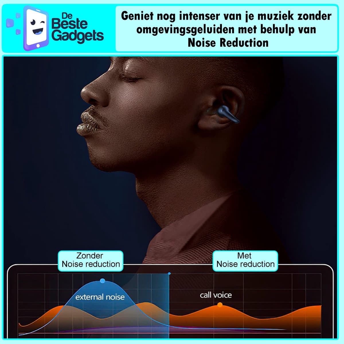 Onbekend Draadloze oordopjes met oorclip Kaki - Sport Bluetooth 5.3 thumbnail 2