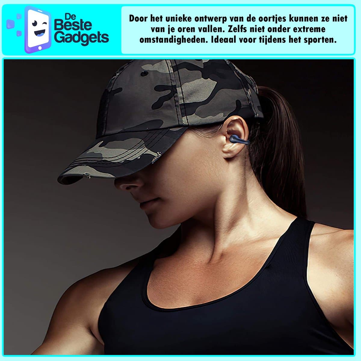 Onbekend Draadloze oordopjes met oorclip Kaki - Sport Bluetooth 5.3 thumbnail 6
