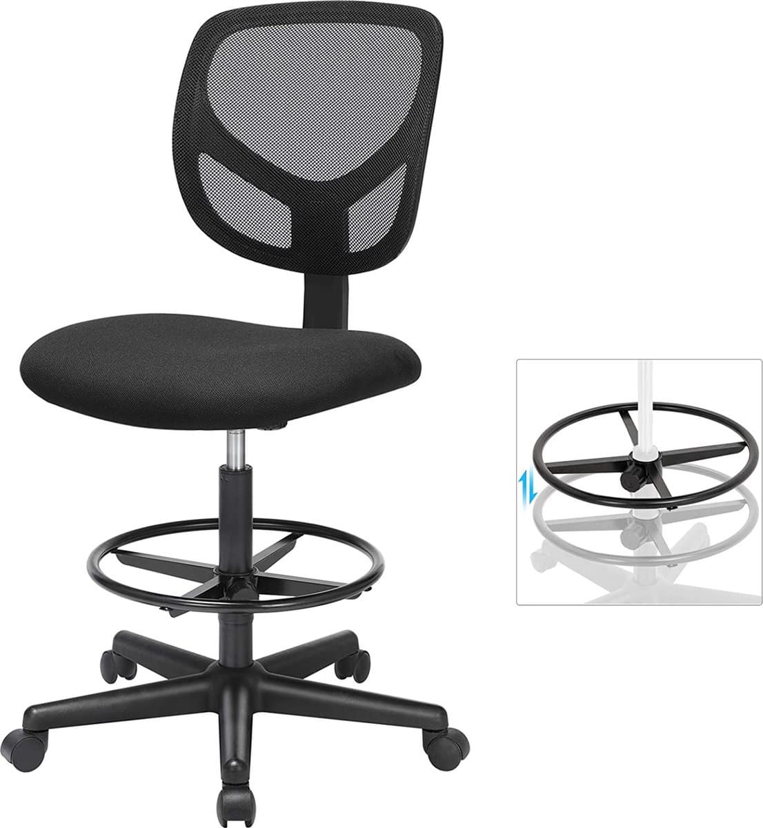 Bureaustoel - ergonomische werkkruk - hoge werkstoel - met verstelbare voetsteun thumbnail 4