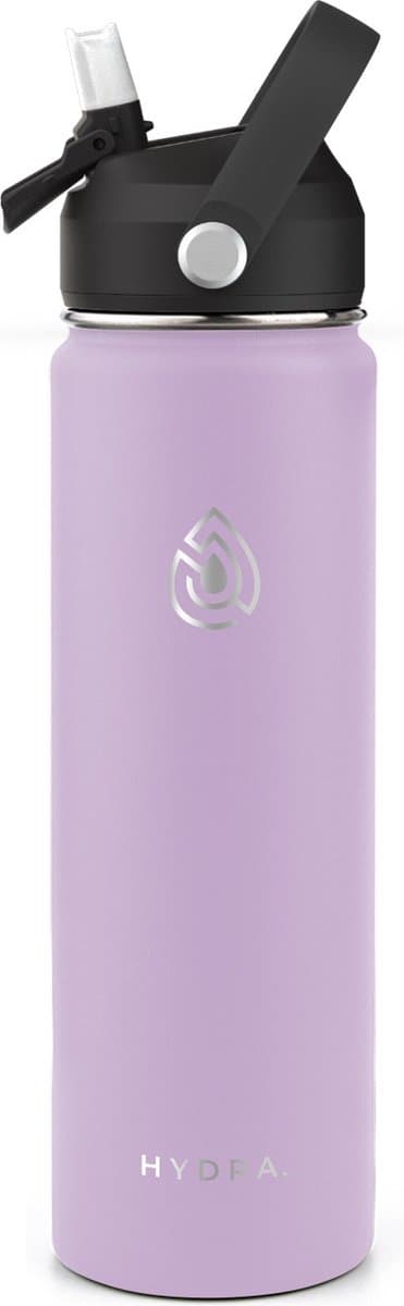 Hydra Essentials® RVS Drinkfles 650 ml - Thermosfles met Rietje en Draaidop - Dubbelwandig BPA-vrij & Lekvrij - 24u Koud / 24u Warm - Inclusief Schoonmaakborstel - Cadeau voor Volwassenen - Sport, Werk & School - Pink Lady thumbnail 2