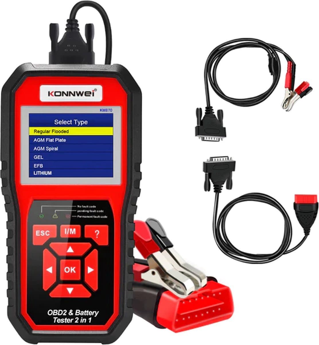 Konnwei KW870 2 in 1 Auto/Motor OBD2 Scanner + Accu Tester thumbnail 4