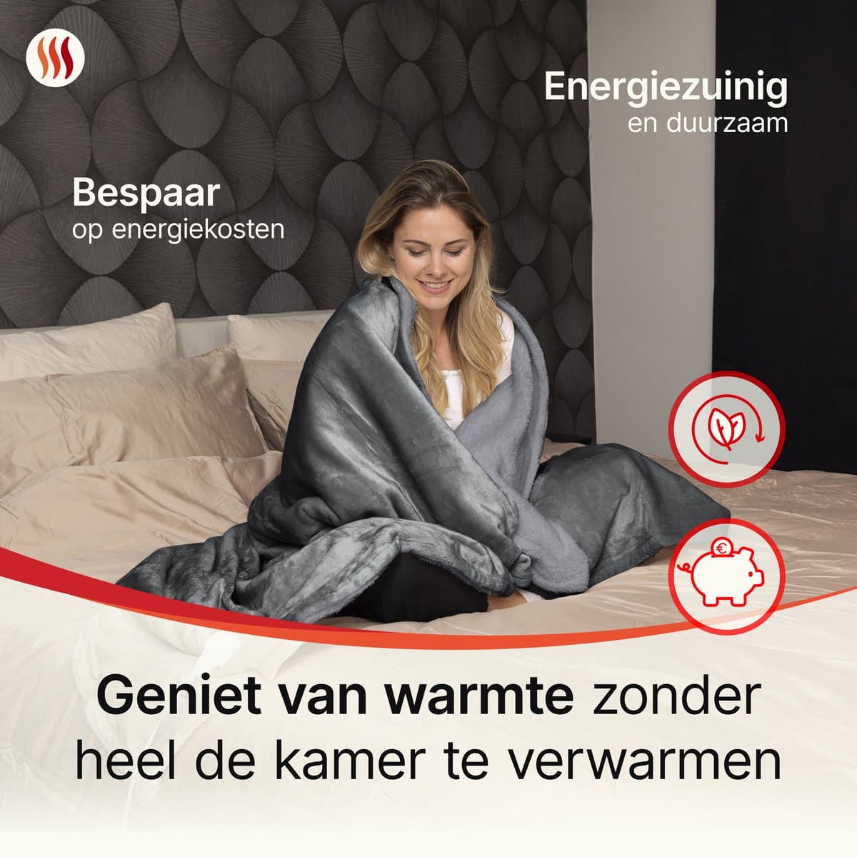Seranova Elektrische Deken - Extra Warmtedraden - Premium Model - 160x120 cm - 1 Persoons Warmtedeken - Dubbelzijdig Fleece Sherpa - Antraciet thumbnail 5