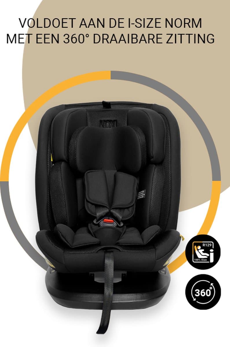 Novi Baby Goliath Go I-size Autostoel - Groep 0-1-2-3 - Isofix - Draaibaar - Zwart thumbnail 3