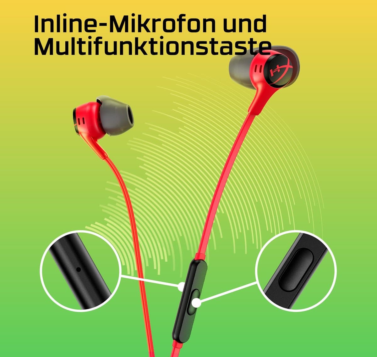 HyperX Cloud Earbuds II - Gaming Earbuds met Microfoon - Rood - PC/PlayStation/Xbox/Nintendo Switch/Mobile thumbnail 2