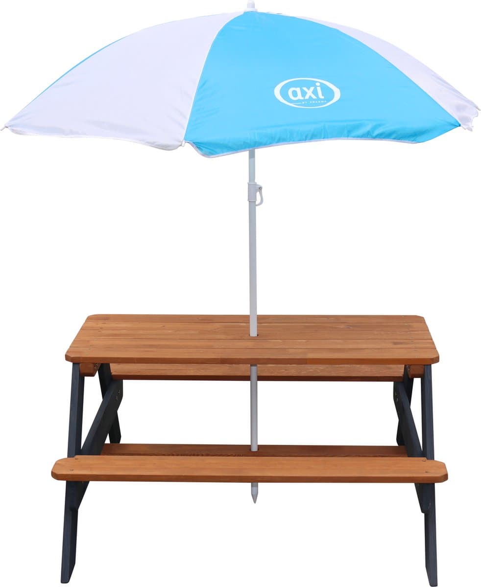 AXI Nick Picknicktafel Antraciet/bruin - Parasol Blauw/wit - Picknick tafel voor kinderen van FSC hout thumbnail 7