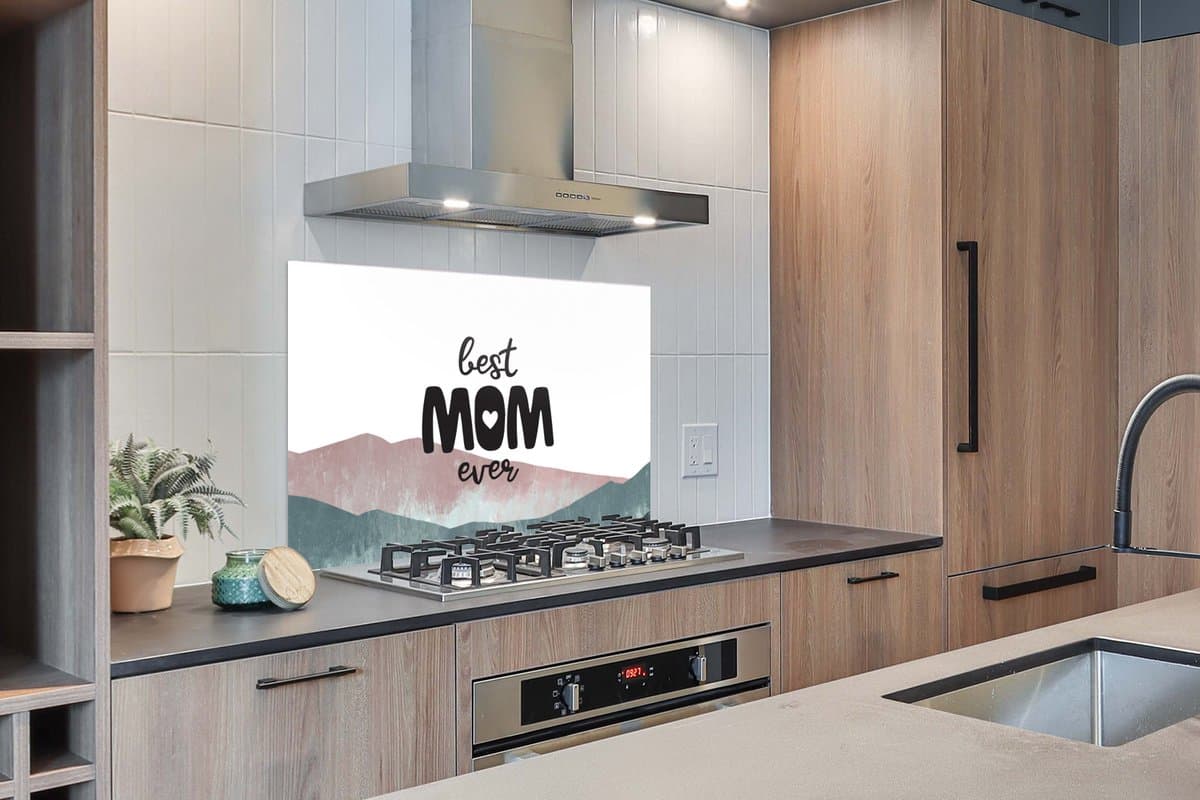 KitchenYeah Spatscherm 120x80 cm Best mom ever - Aluminium thumbnail 5