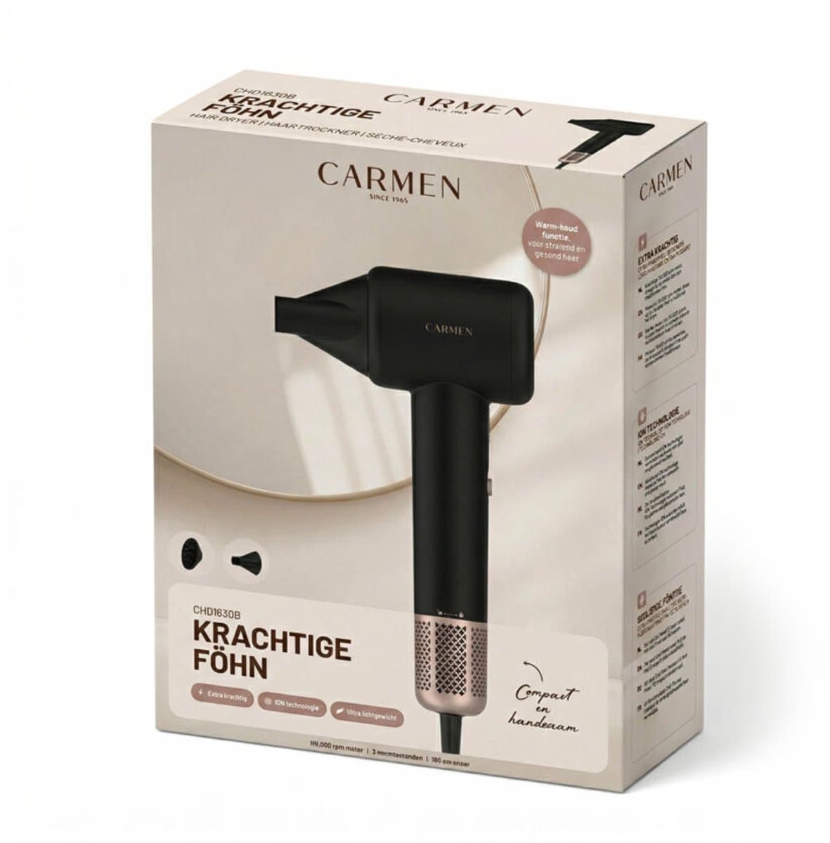 Carmen CHD1630B föhn met diffuser en BLDC-motor thumbnail 2