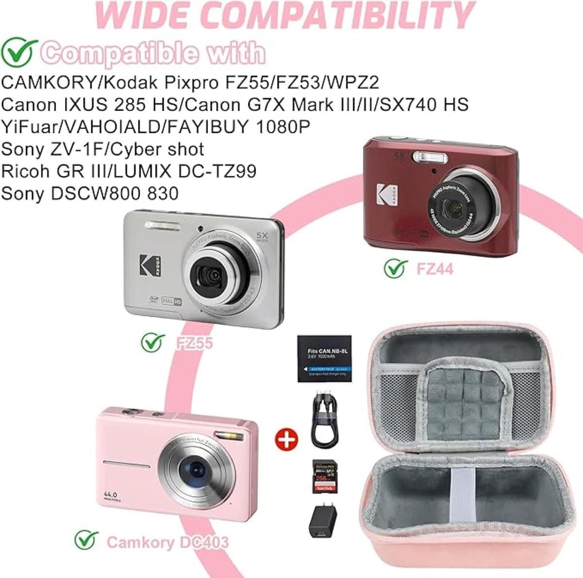 Digitale cameratas - Cameratassen - 10 x 7 x 4 cm - Multifunctionele - eschermende harde tas - Draagbaar Fototoestel Tasje - Camera fototas - Schokbestendig - Lichtgewicht en Waterafstotend - Dubbele opslaglaag thumbnail 6