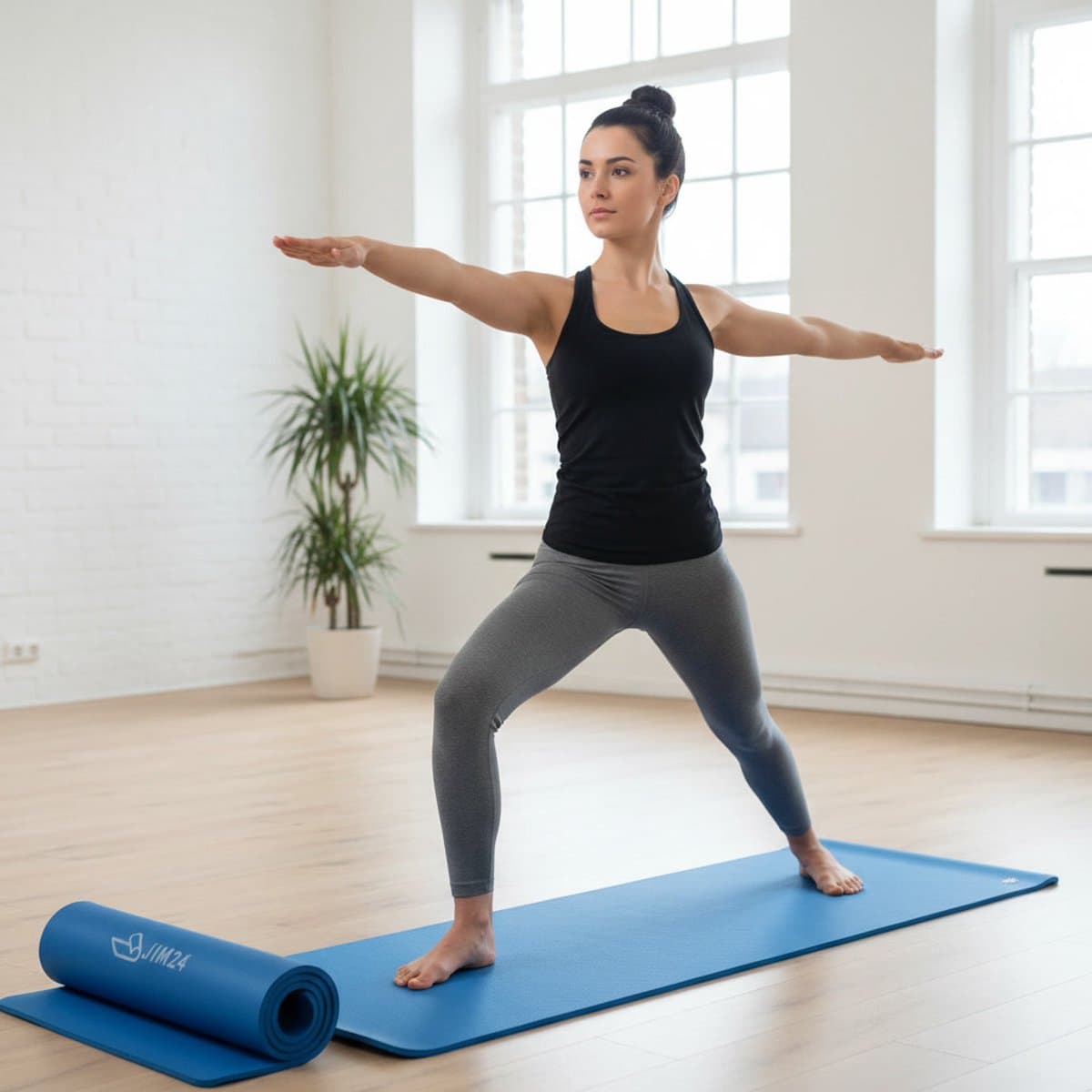 Jim24 Yogamat - Yoga Mat Extra Dik - 15 mm - Fitness Mat - Sport Mat - Antislip - Slijtvast - Incl. Draagtas - Blauw thumbnail 2