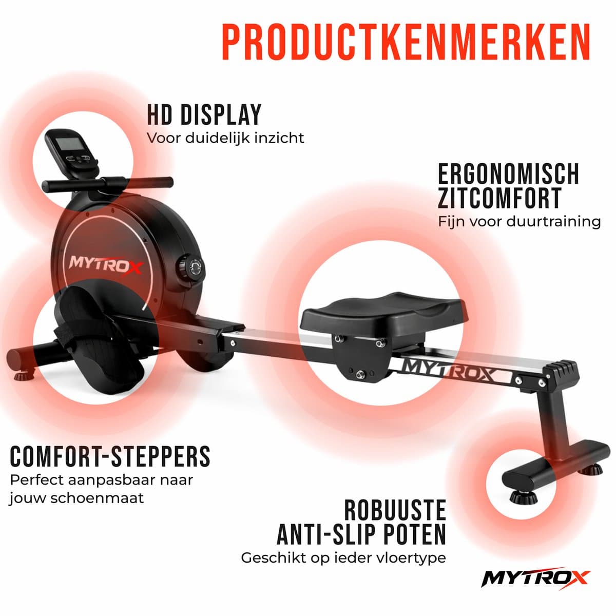 Mytrox Roeimachine - Inklapbare Roeitrainer met App - Magnetisch Roeiapparaat - 16 Weerstandsniveaus - Stil & Compact - Geschikt tot 120kg thumbnail 8