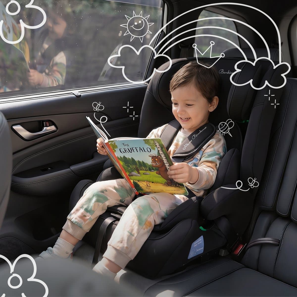 Mino Bambino i-Size Autostoel – Isofix - Groep 1/2/3 9-36 kg (76 tot 150 cm) - 15 maanden tot 12 jaar – Zwart thumbnail 2
