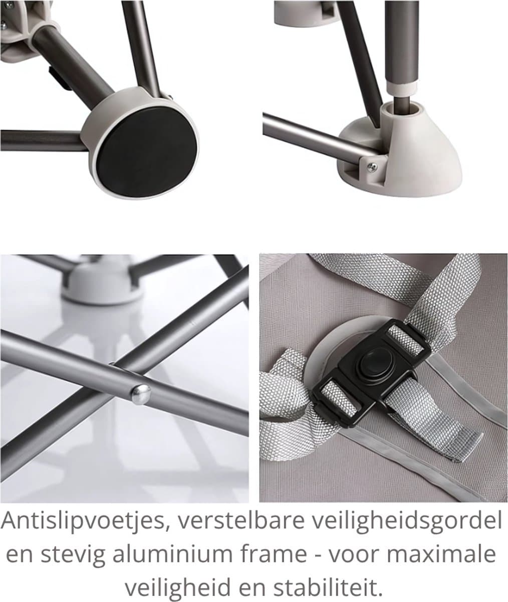 Opvouwbare Stoelverhoger Baby Grijs – Inklapbaar Kinderzitje voor Eetkamerstoel & Onderweg – Travel Booster Seat met Afneembaar Dienblad & Draagtas – 6 Maanden tot 3 Jaar thumbnail 7