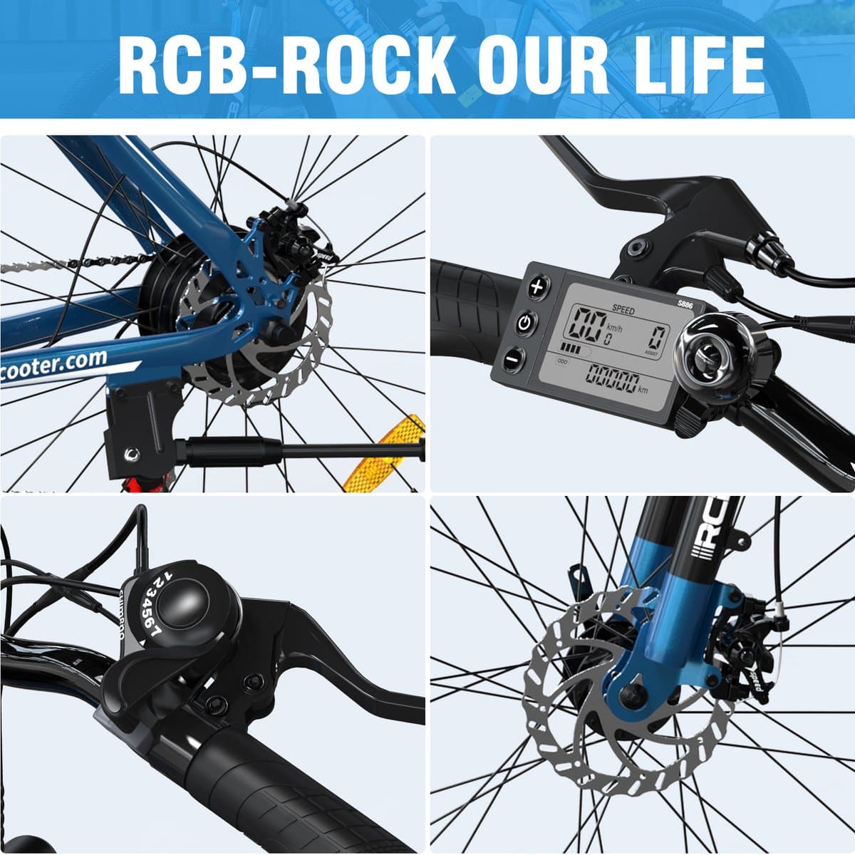 RCB Elektrische Fiets | Trendy 26 Inch City Commuter EBike | 250W Motor | 25 km/u | 7-Speed | APP | zwart thumbnail 5