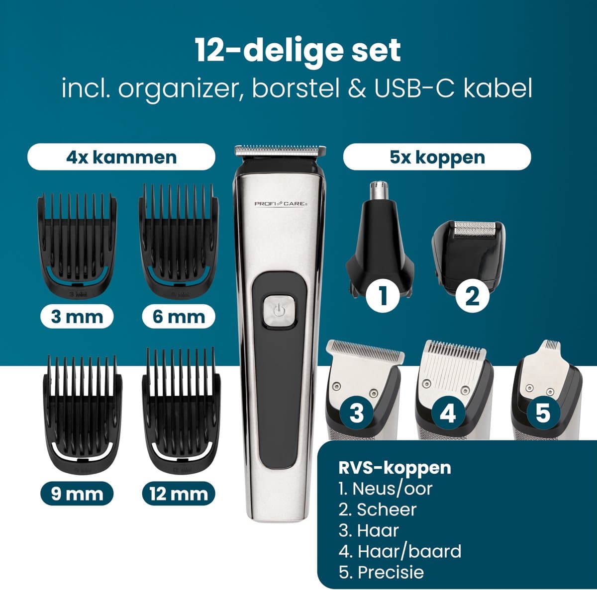 ProfiCare HSMR3143 - Haar-/baardtrimmer - USB-C aansluiting thumbnail 8