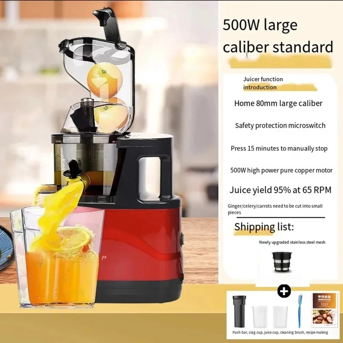 Weelora Slow Juicer - Juicer - Slowjuicer - Sapcentrifuge - Sapcentrifuges Groenten En Fruit - 300W - Pulpscheiding - Hoge Sapopbrengst - Gemakkelijk Schoon Te Maken - Kleur Wit thumbnail 4