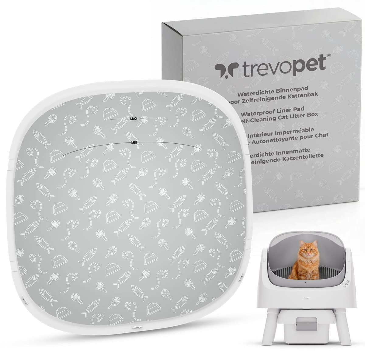 TrevoPet® Kattenbakmat - Waterdichte Kattenbak Mat voor Zelfreinigende Kattenbak - Krasbestendige Kattenmat - Binnenmat Oxford Stof - Beschermmat - 41x40cm