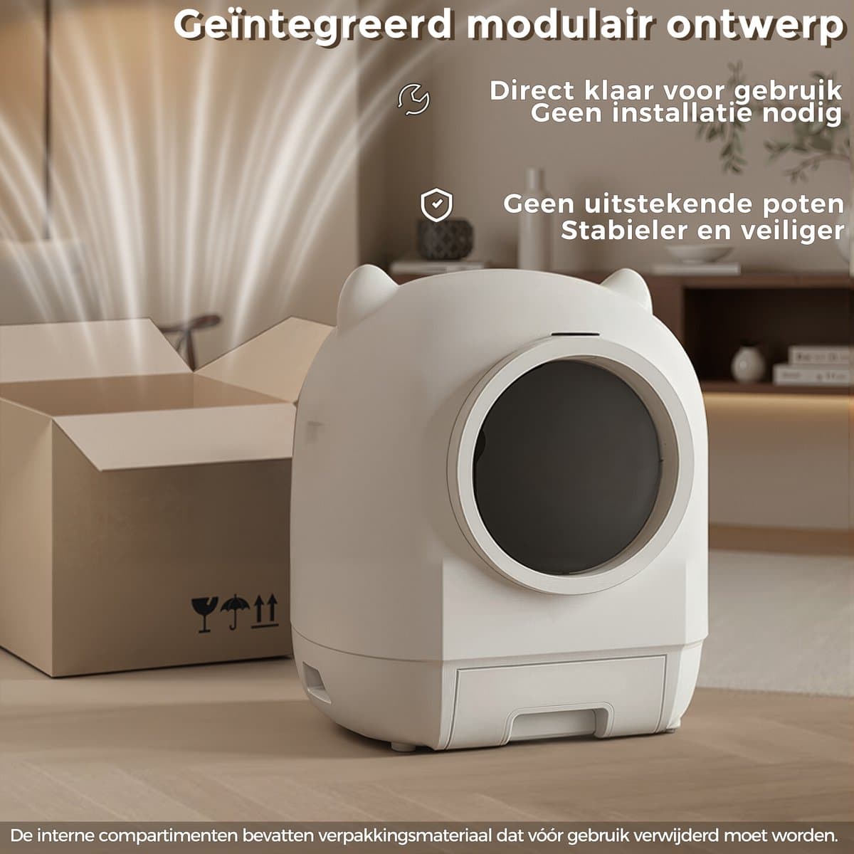 Devoko Automatische Kattenbak XXXL- Zelfreinigende Kattenbak 90L-Ondersteunt bediening via app - Langdurige geurcontrole -Uitgerust met een veiligheidssensor - Wit thumbnail 8